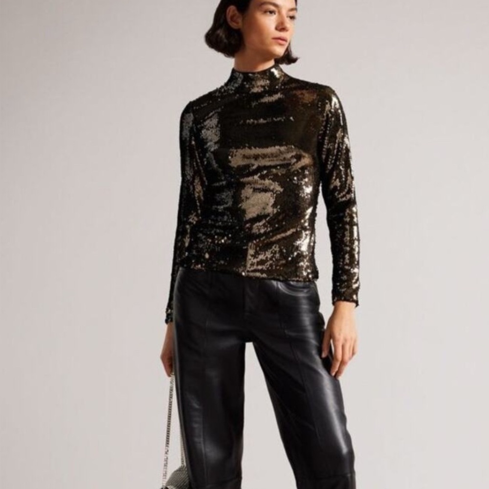 Ted Baker Lovato Sequin Mock Neck Top